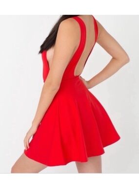 AMERICAN APPAREL (RETAIL $150)Red Backless Fit & Flare Mini Dress